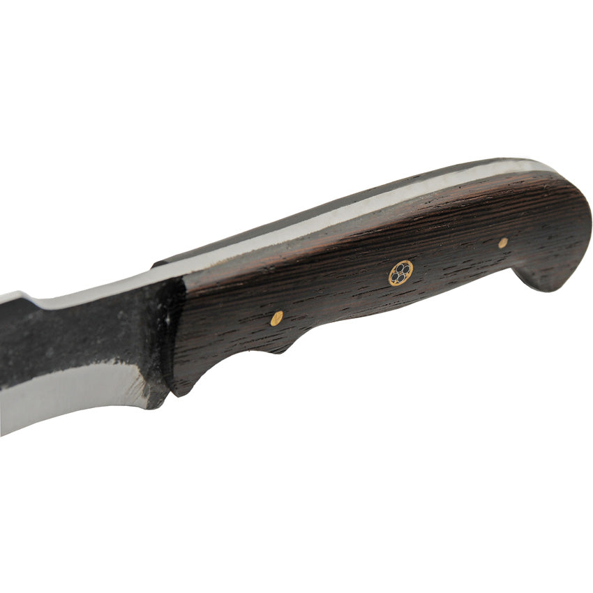 Iron Wrought fixed blade knife with dark brown wood handle and leather belt sheath – photo 4 of 8