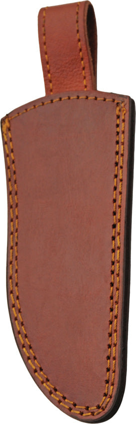 Ram's horn fixed blade hunting knife with satin clip point blade and leather sheath – photo 2 of 8