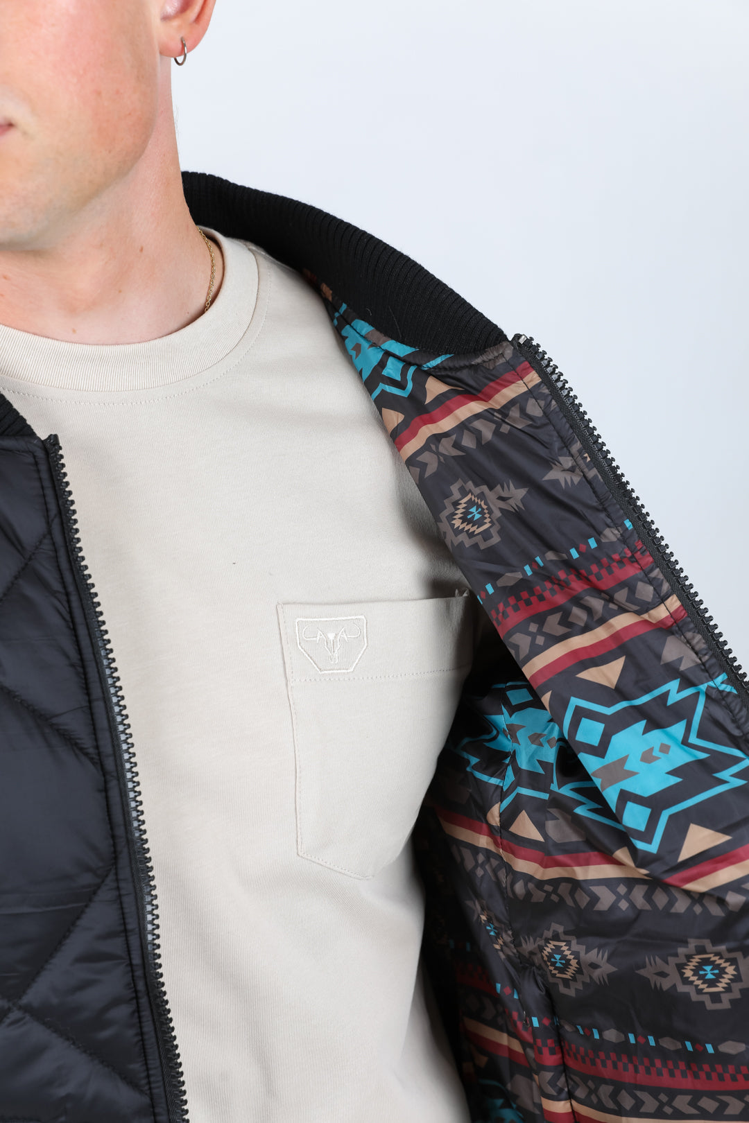 Mens Insulated Reversible Jacket - Black Western Wear Ranch Style