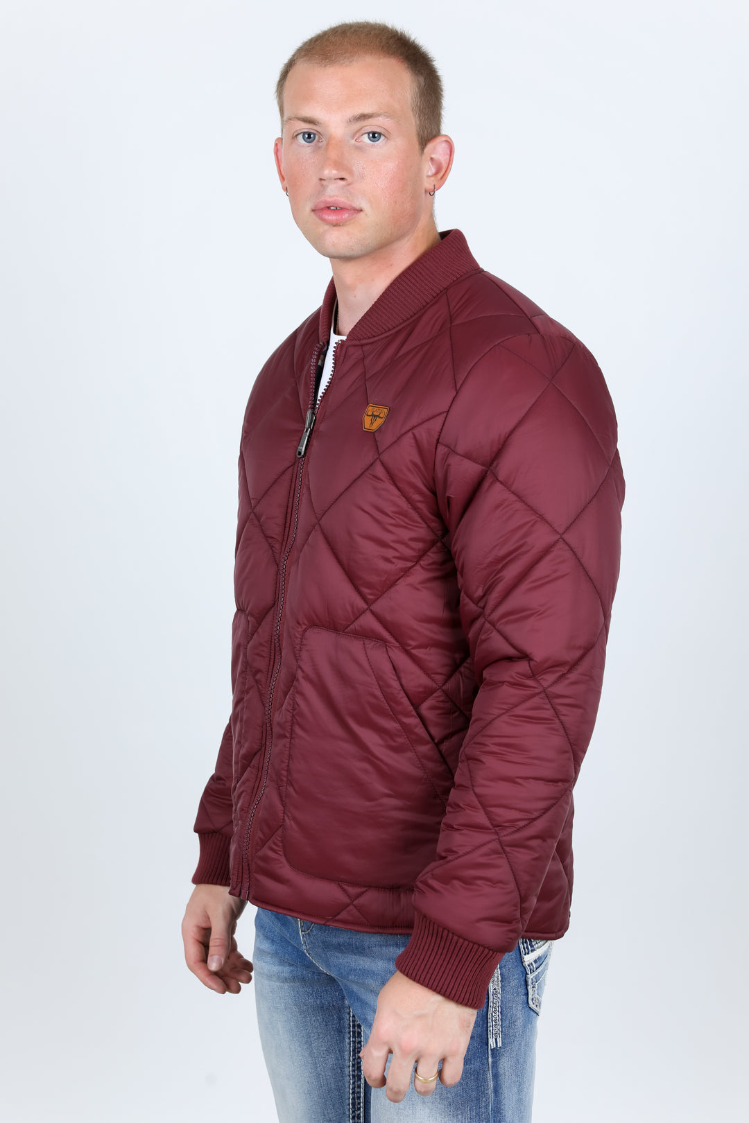 Mens Insulated Reversible Jacket - Crimson Blue Aztec Tribal Cowboy Western Wear