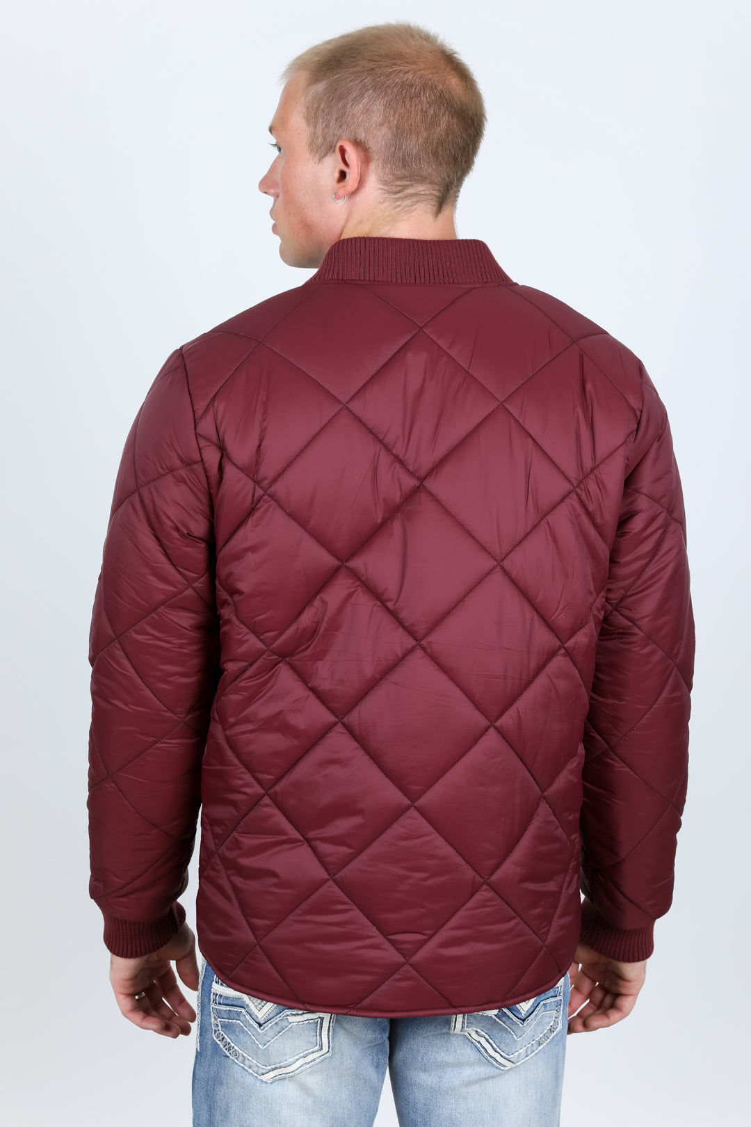 Mens Insulated Reversible Jacket - Crimson Blue Aztec Tribal Cowboy Western Wear