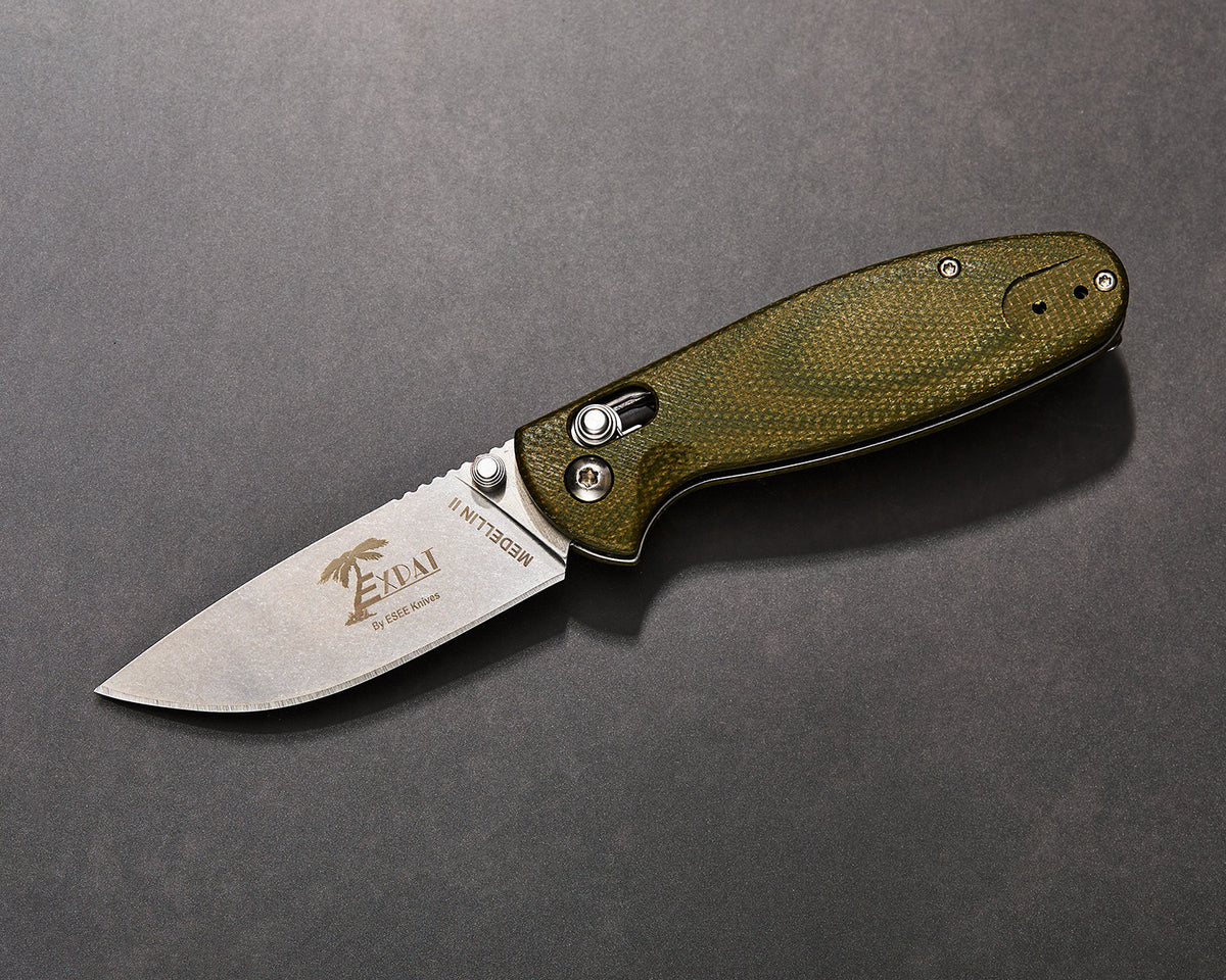 ESEE Medellin II Crossbar Lock Folding Knife – S35VN, Green G10