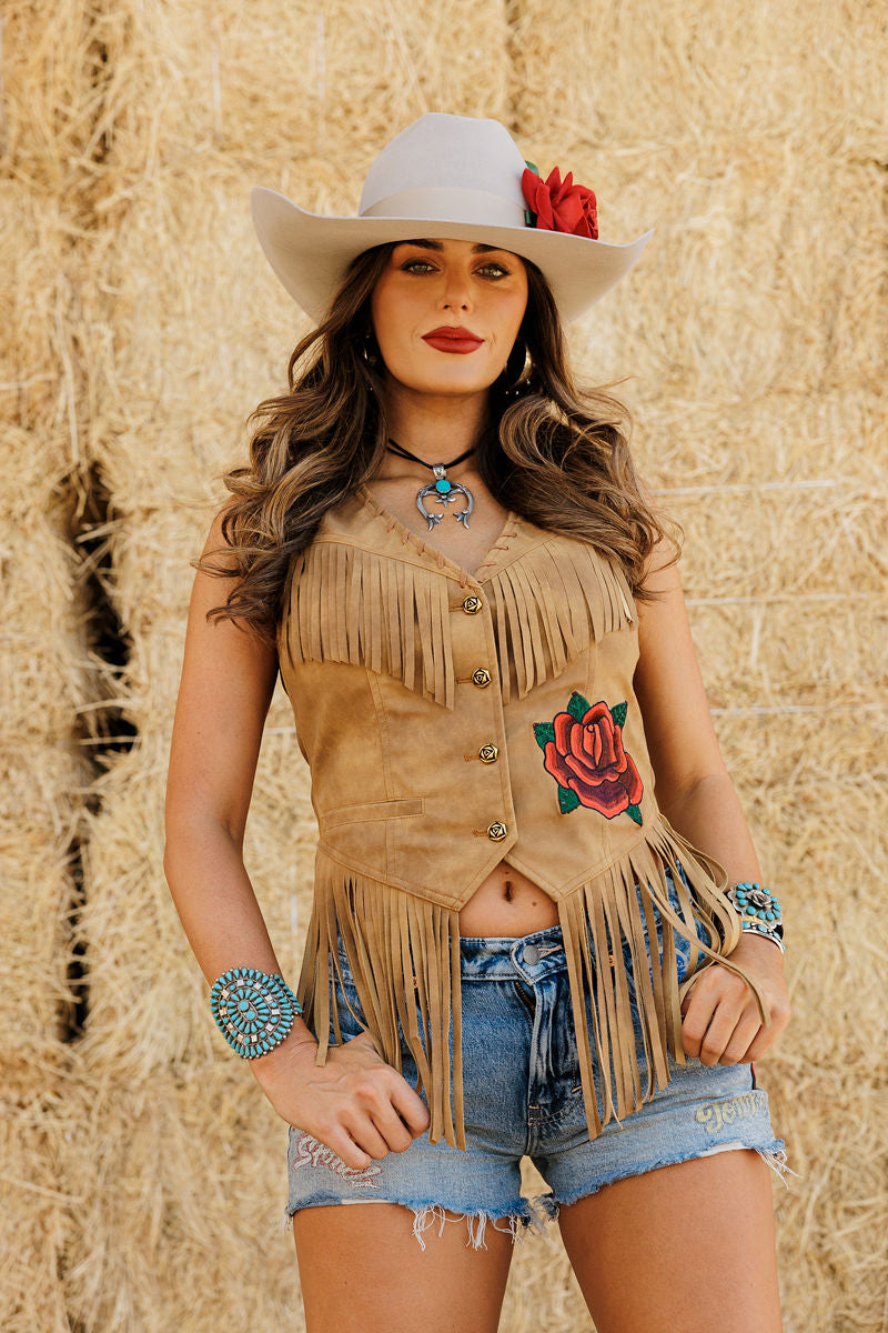 Wild Rose Fringe Vest