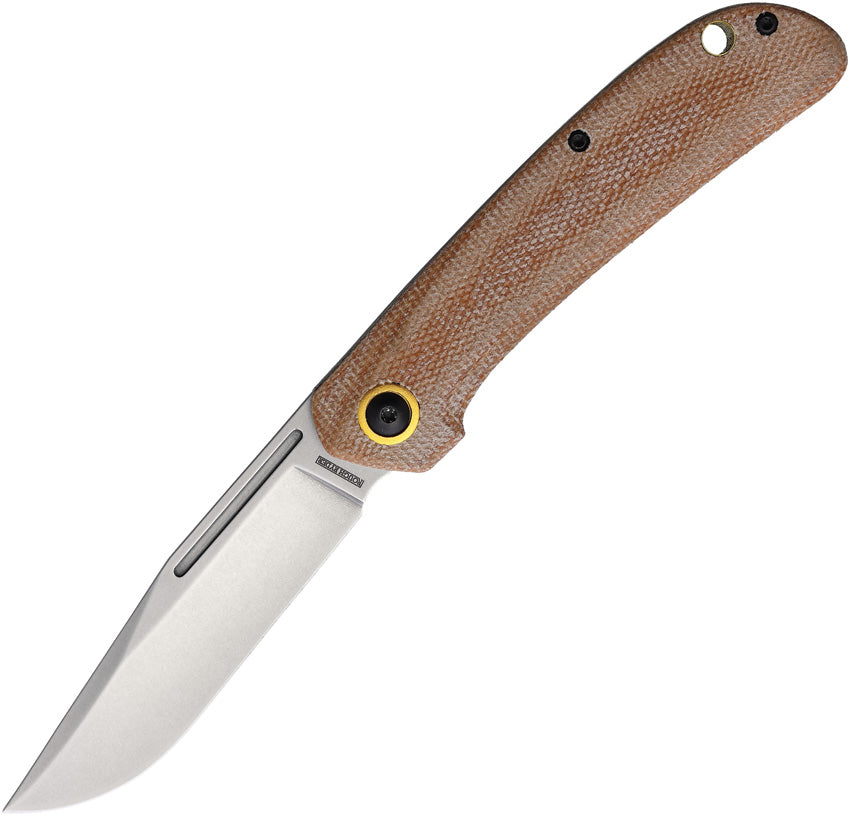 Rough Rider slip joint pocket knife with brown micarta handle and D2 clip point blade