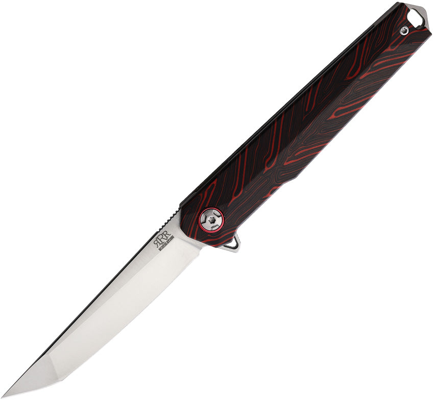 Rough Ryder Reserve linerlock folding knife with D2 tanto blade and black and red G10 handle