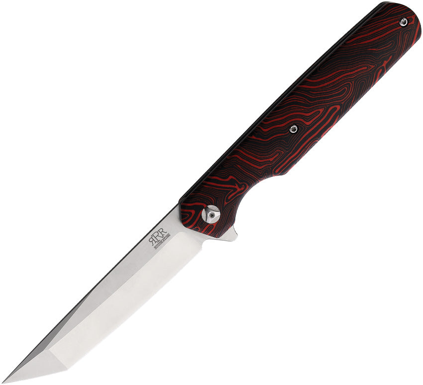 Rough Ryder Reserve assisted linerlock knife with D2 tanto blade and black and red G10 handle