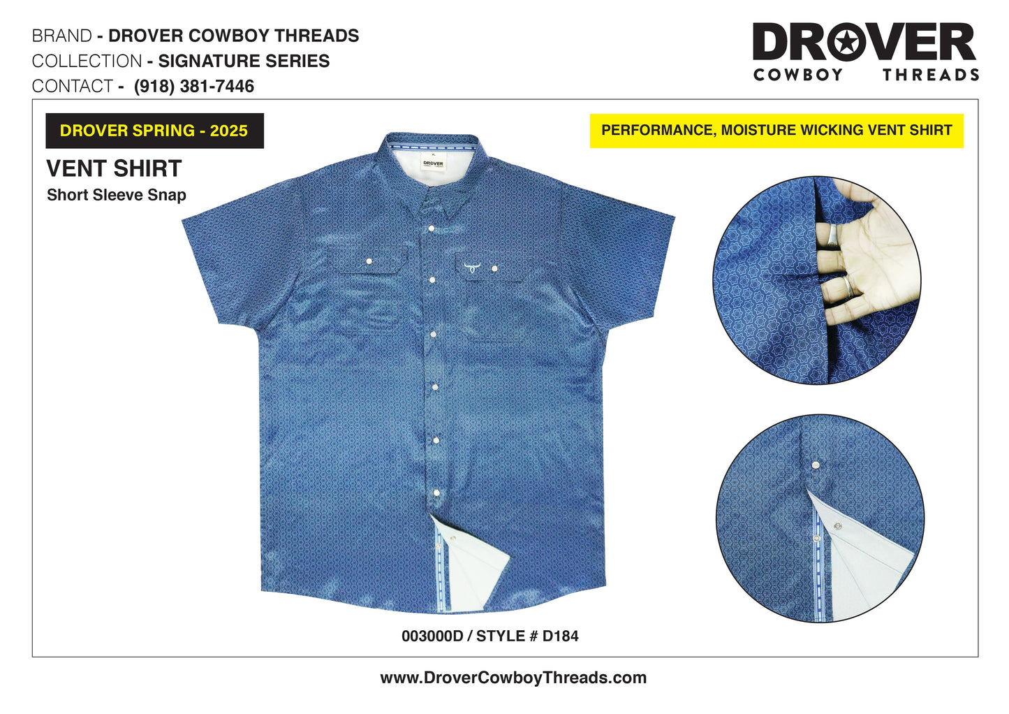 Drover Men's Western Shirt Signature Series - Performance Vent Shirt - Bodacious