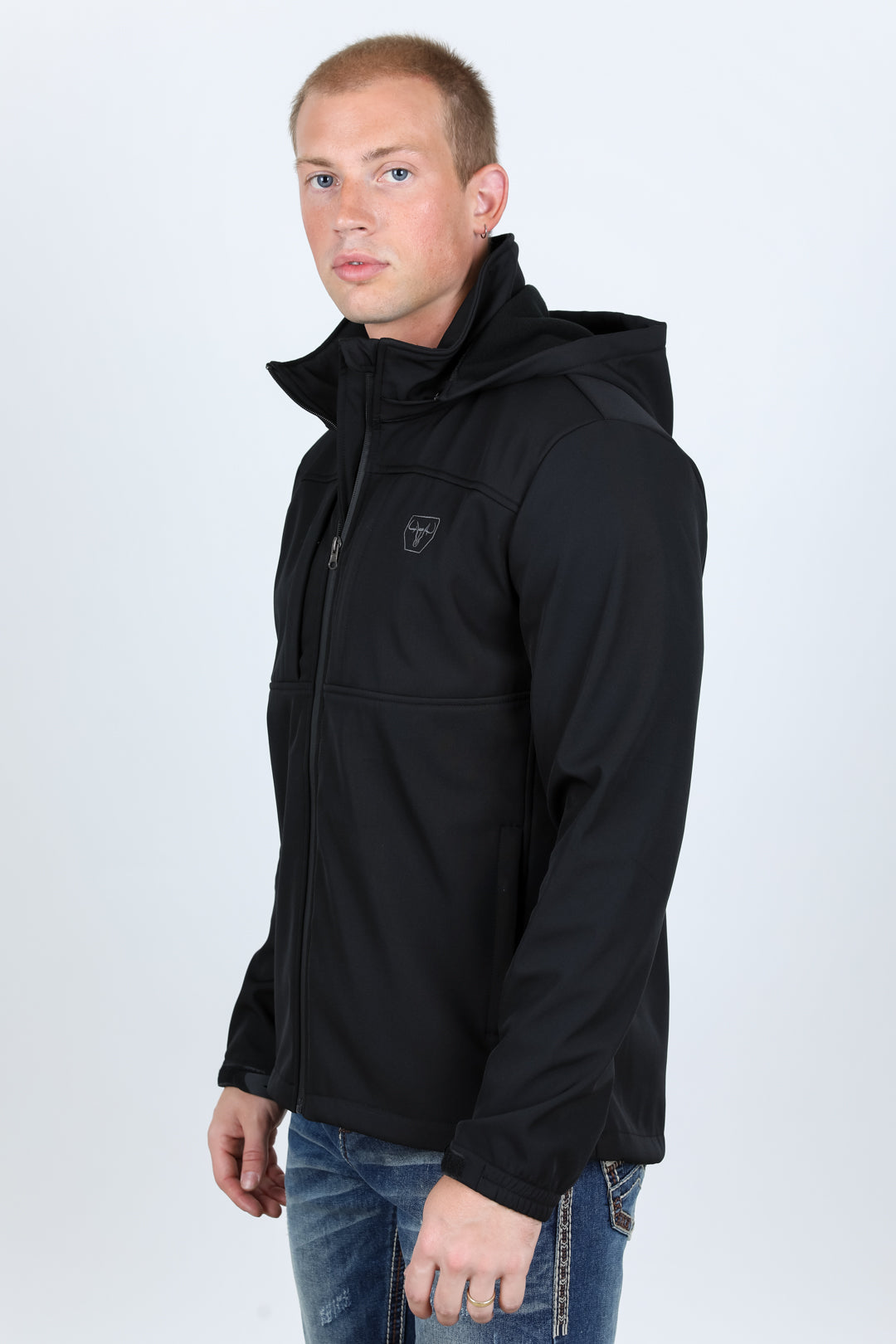 Hooded Softshell Water-Resistant Jacket - Black