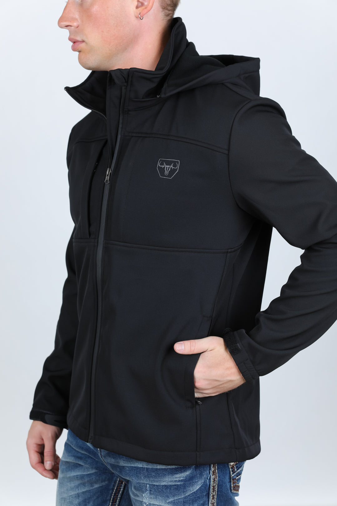 Hooded Softshell Water-Resistant Jacket - Black