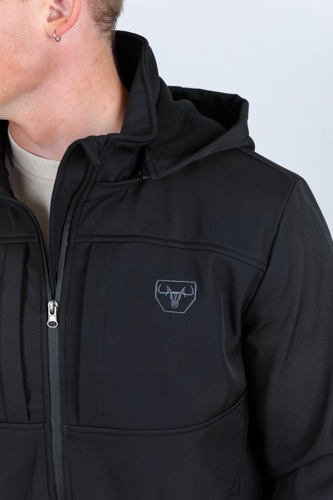 Hooded Softshell Water-Resistant Jacket - Black