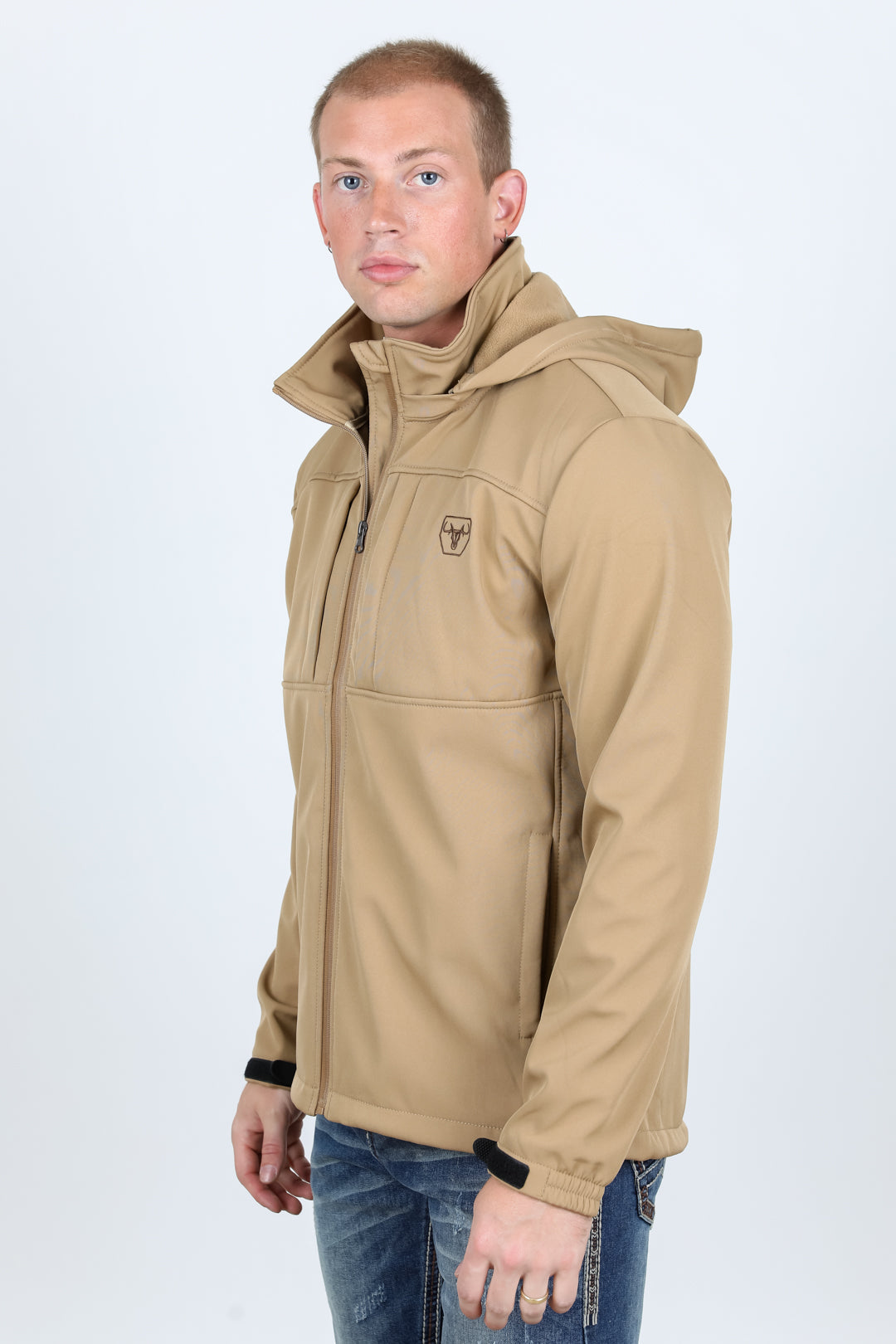 Hooded Softshell Water-Resistant Jacket - Khaki