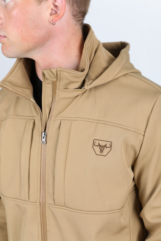 Hooded Softshell Water-Resistant Jacket - Khaki