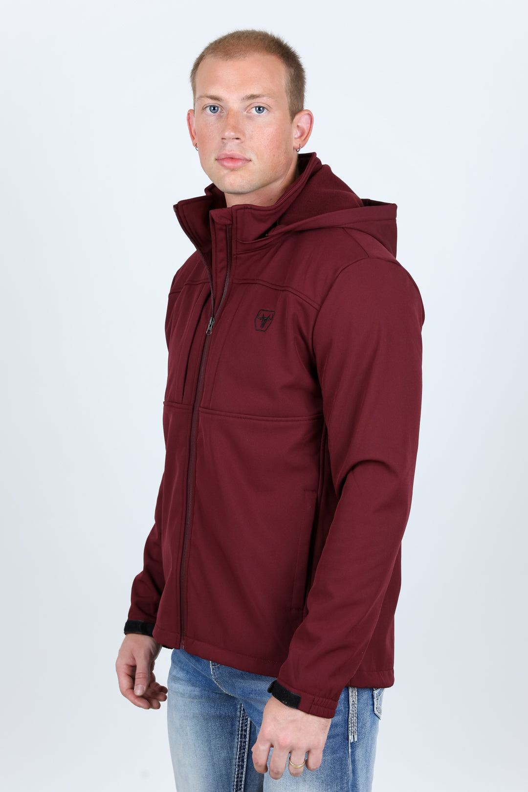 Hooded Softshell Water-Resistant Jacket - Burgundy