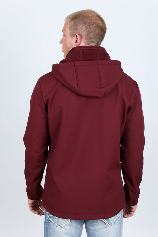 Hooded Softshell Water-Resistant Jacket - Burgundy