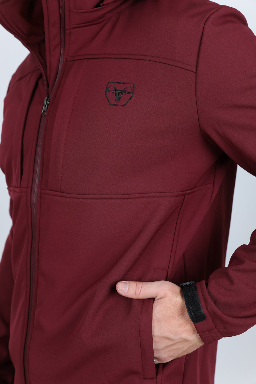 Hooded Softshell Water-Resistant Jacket - Burgundy