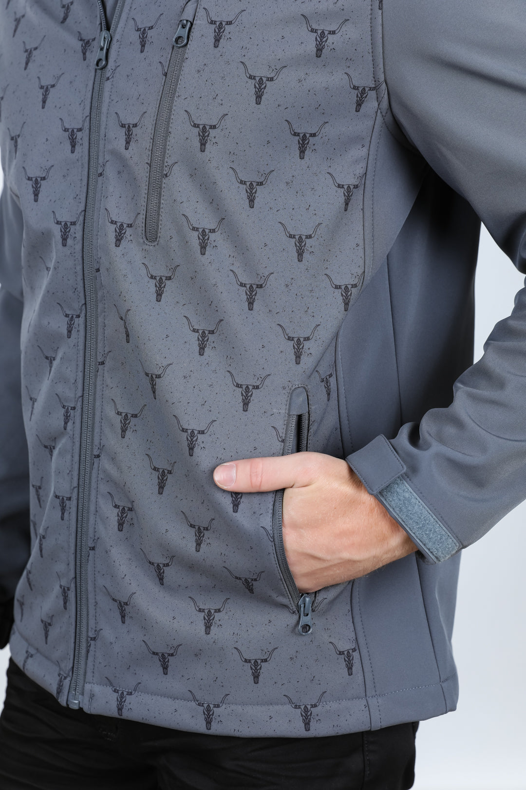 Mens Aztec Softshell Water-Resistant Jacket - Gray Western Wear Fall Winter Coat