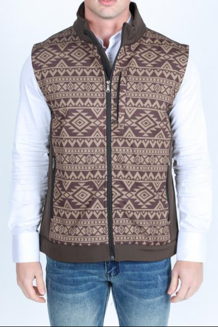 Mens Aztec SoftShell Concealed Carry Water-Resistant Vest - Brown