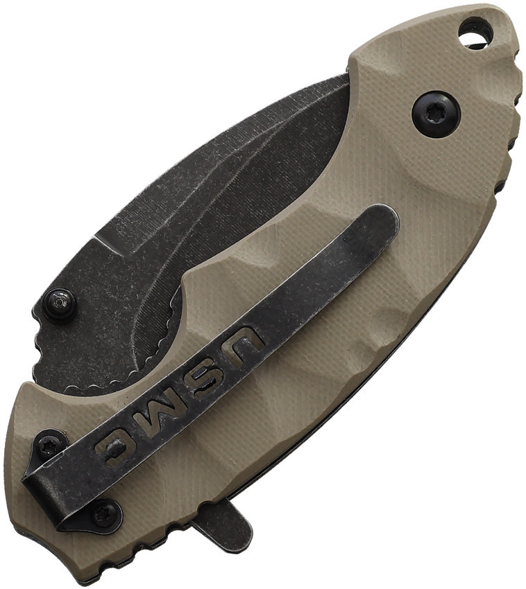 United Cutlery USMC Scorching Sands assisted hawkbill pocket knife with tan G10 handle – photo 2 of 6