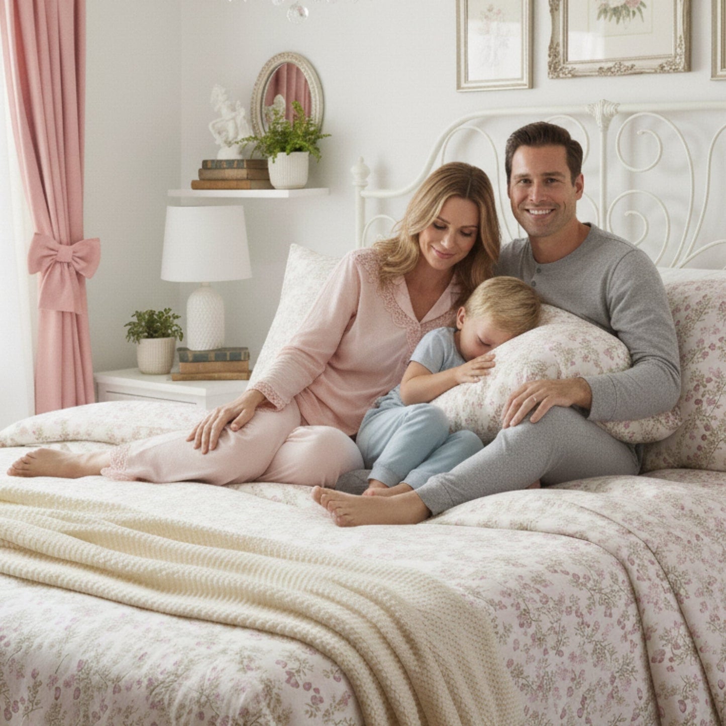 Romantic Coquette Sheet Set - 100% Cotton Floral Fitted & Flat Sheets with Pillowcases - Deep Pocket Design - Soft, Breathable, Wrinkle-Resistant