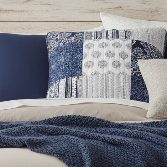 Patchwork Blue Pillow Sham