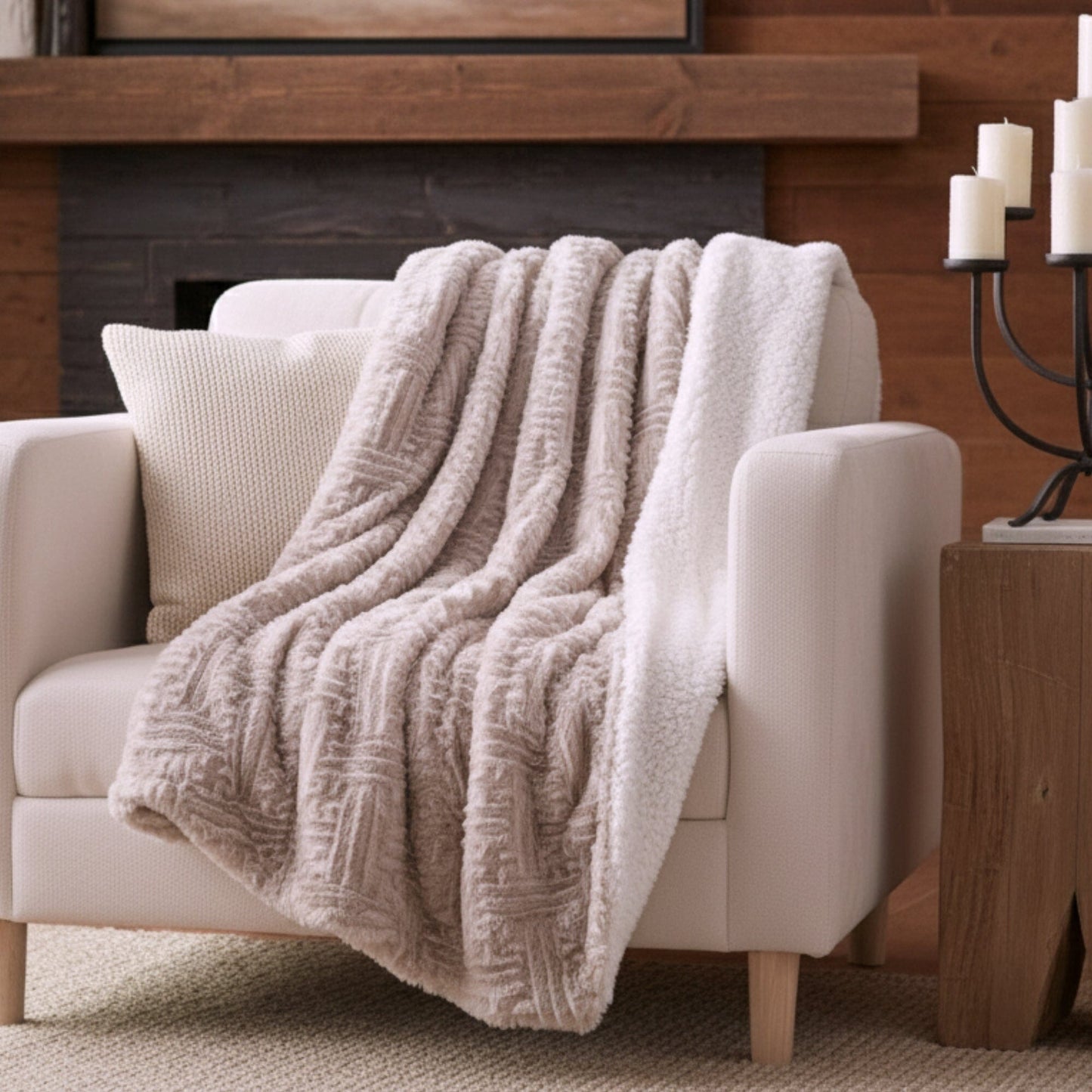 Lavender Grey Faux Fur Throw Blanket