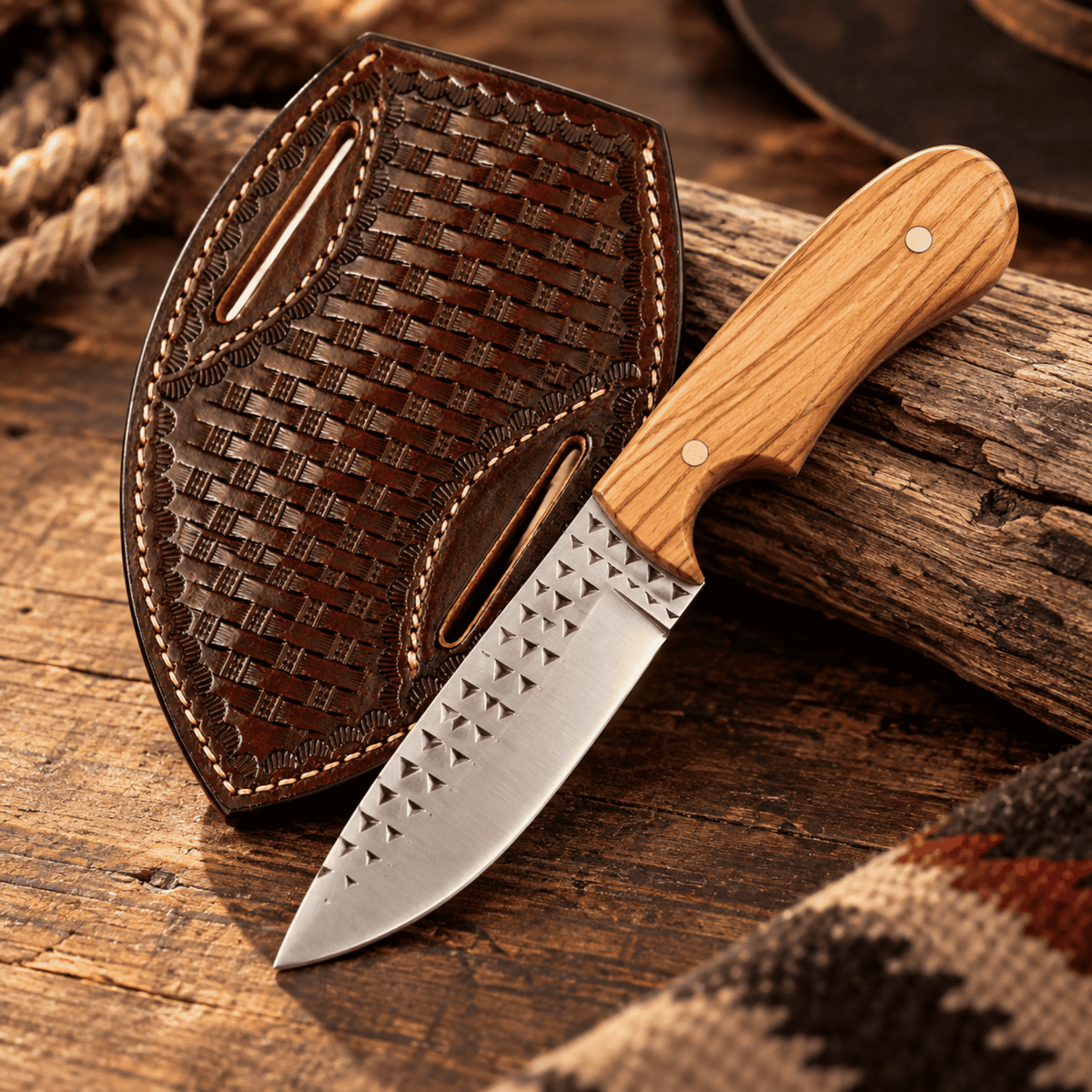 Sagebrush – Handmade Rasp Steel Cowboy Knife with Wood Handle