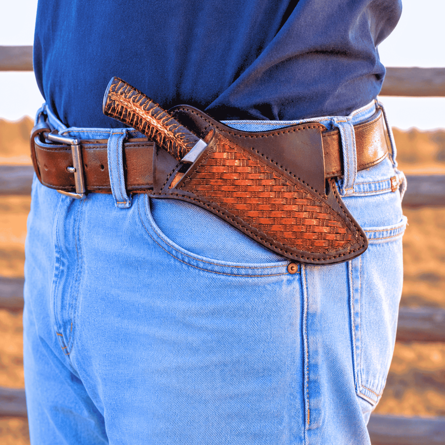 Ponderosa Pine Cone Cowboy Knife | Handmade Damascus Fixed Blade with Leather Sheath