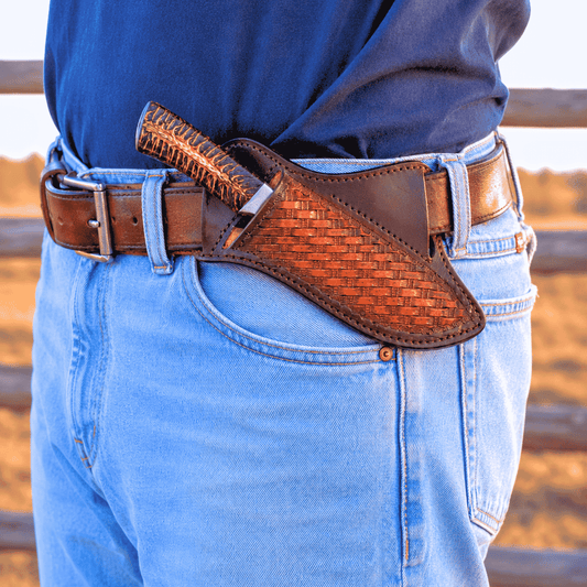Ponderosa Pine Cone Cowboy Knife | Handmade Damascus Fixed Blade with Leather Sheath