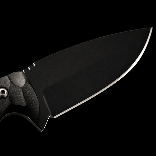 Midnight Rider D2 Ranch Knife | Handmade Black Powder-Coated Fixed Blade with Leather Sheath
