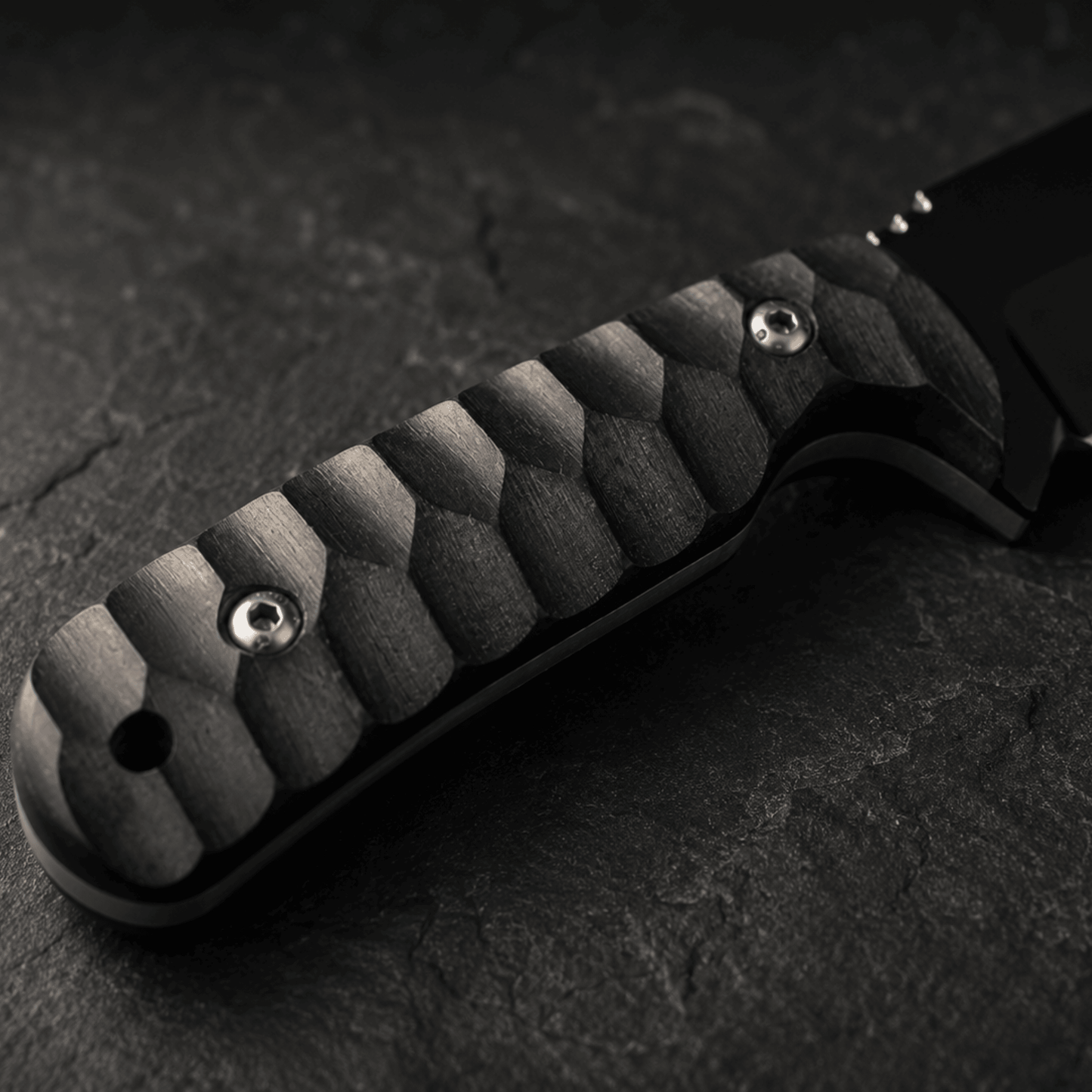 Midnight Rider D2 Ranch Knife | Handmade Black Powder-Coated Fixed Blade with Leather Sheath