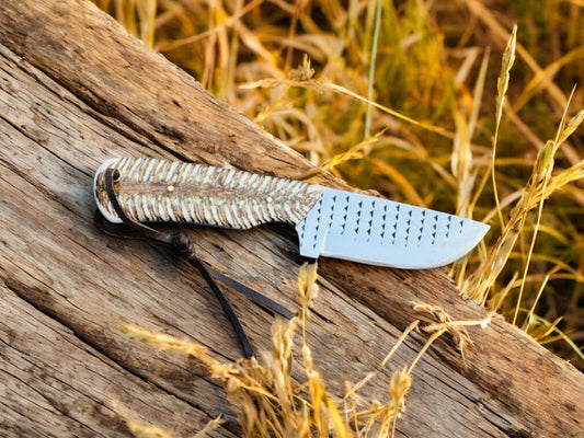Handmade Ranch Cowboy Rasp Steel Knife – Pine-Cone Handle