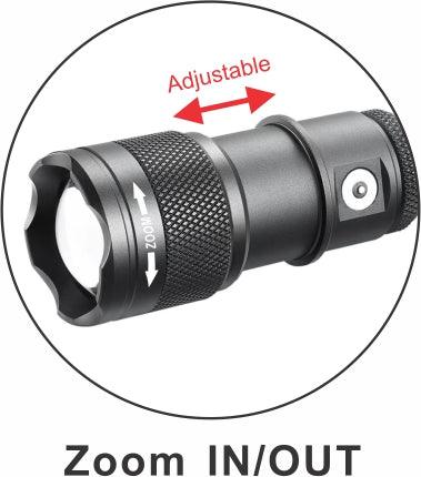 PowerTac FlexBeam 1200 Lumen Zoomable Hunting Flashlight – 700M Range