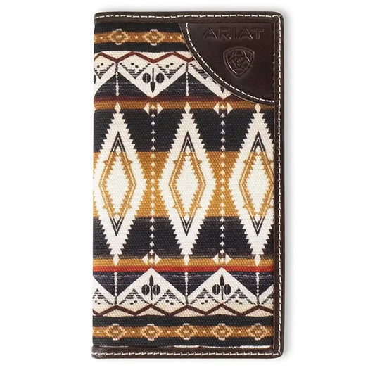 Ariat Diamond Southwest Fabric (Brown) - Men's Rodeo Wallet