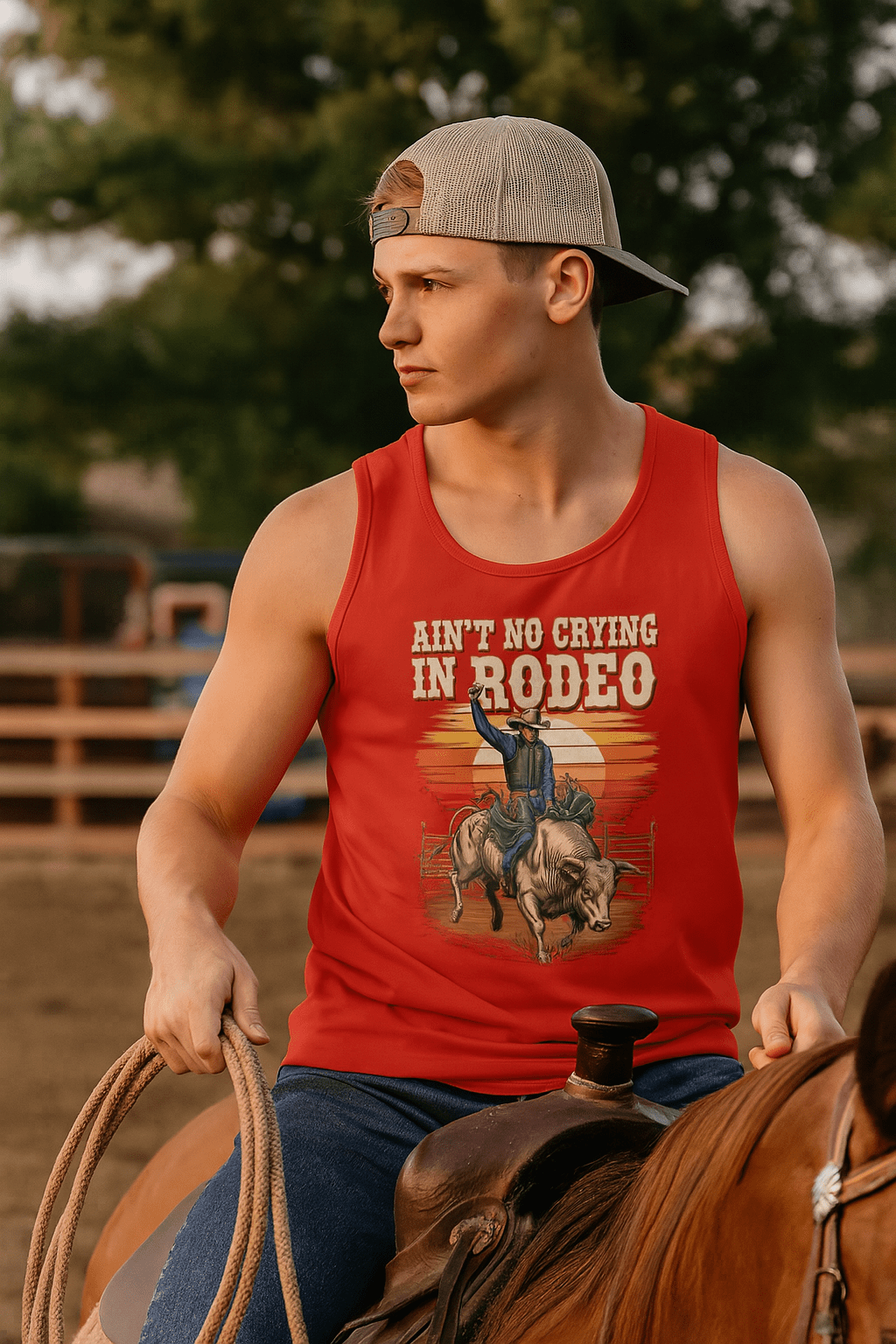 Ain't No Crying In Rodeo Graphic Tank Top - Bumpkin Ranchwear