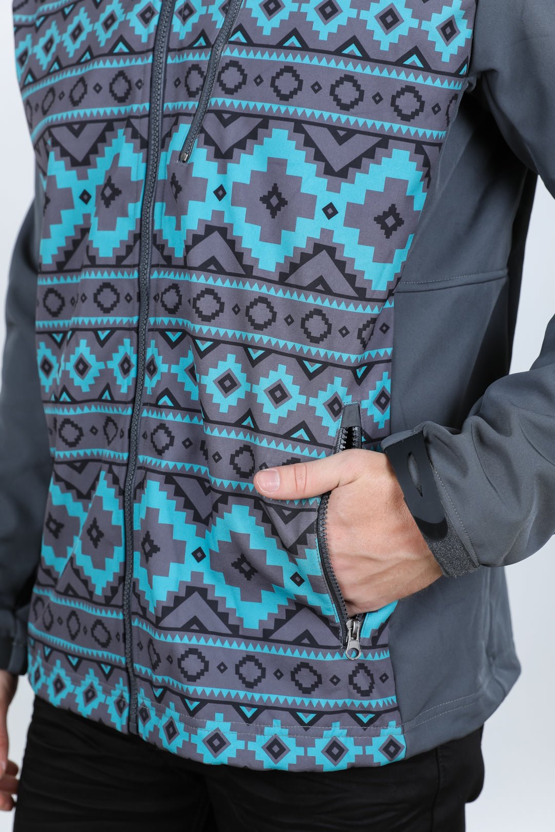 Aztec Softshell Water - Resistant Jacket - Gray - Bumpkin Ranchwear