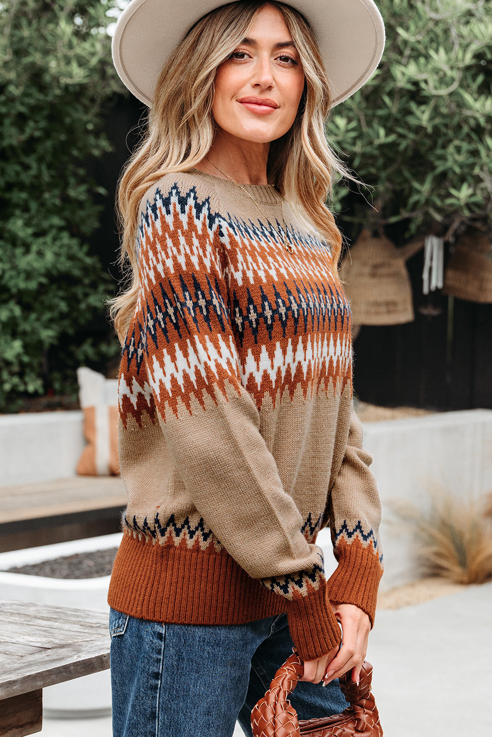Eva Aztec Crew Neck Sweater