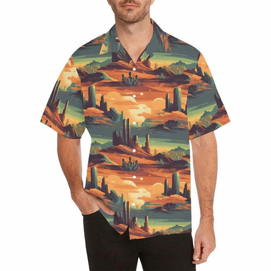 Baha Ranch Western Wear Retro Desert Mens Southwest Button Down Camp Shirt