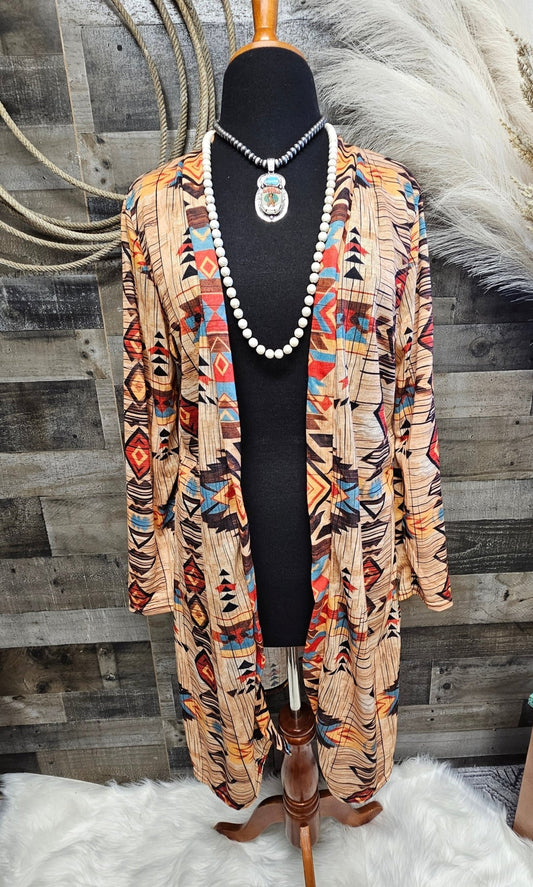 Baha Ranch Western Wear Sahara Aztec Lightweight Cardigan - Bumpkin Ranchwear