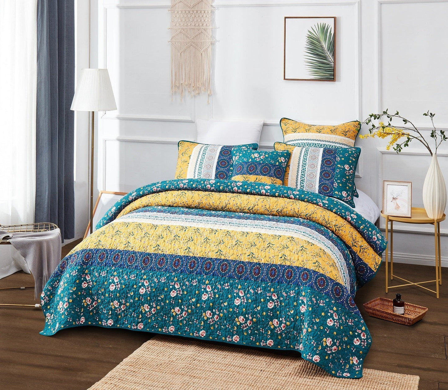 Country Wild Flowers Cotton Bedspread Set