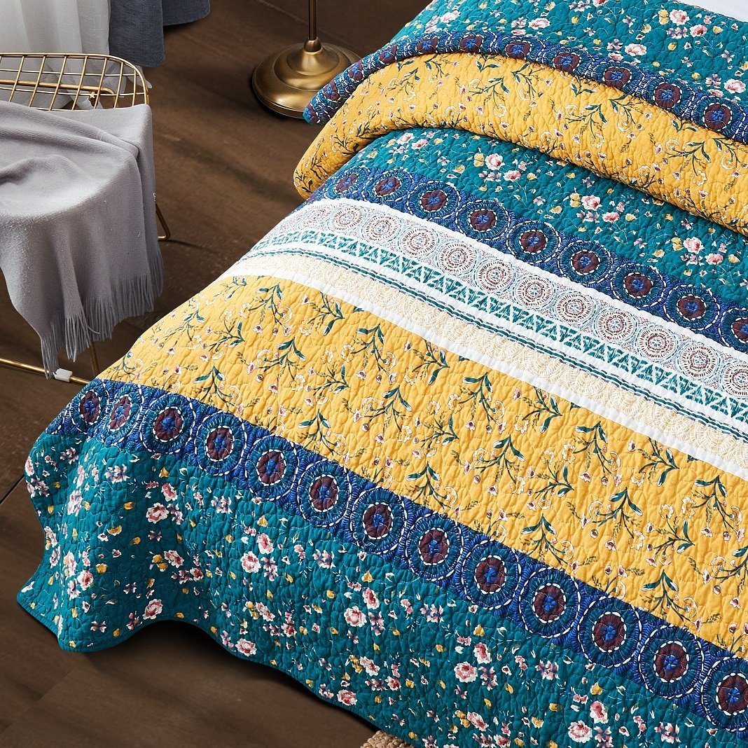 Country Wild Flowers Cotton Bedspread Set