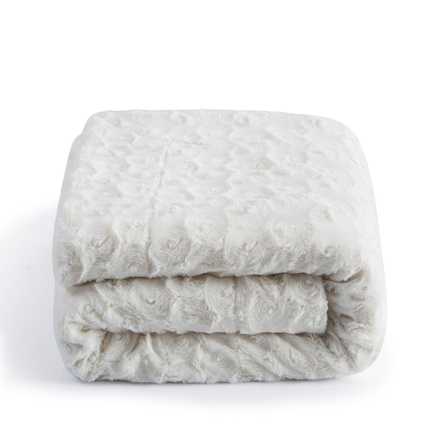 Luxury White Roses Fluffy Soft Sherpa Backside Faux Fur Throw Blanket