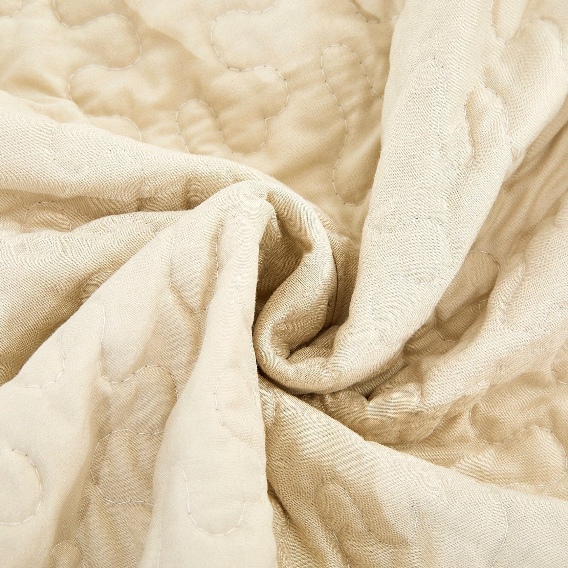 Botanical Floral Throw Blanket - Quilted Yellow Fleur Golden Orange Spring Time Tulips - Scalloped Edges Bright Vibrant Ivory Cream - Bumpkin Ranchwear