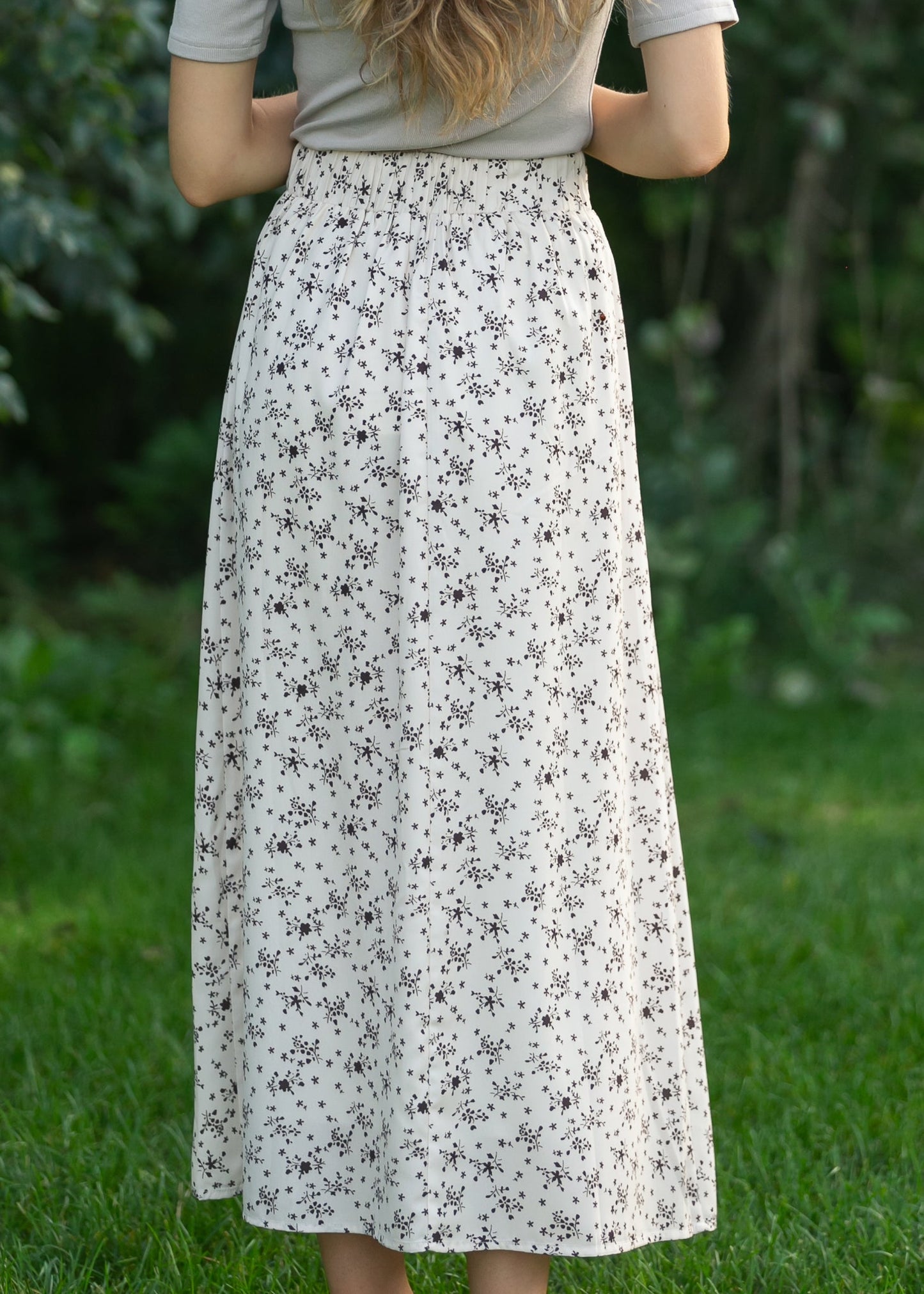 Braylyn Brown Floral Midi Skirt