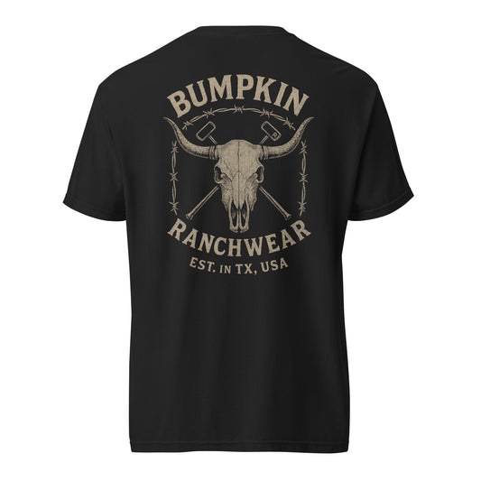 Bumpkin Ranchwear Cow Skull and Wire - Est. TX, USA