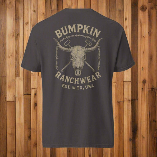 Bumpkin Ranchwear Cow Skull and Wire - Est. TX, USA - Bumpkin Ranchwear