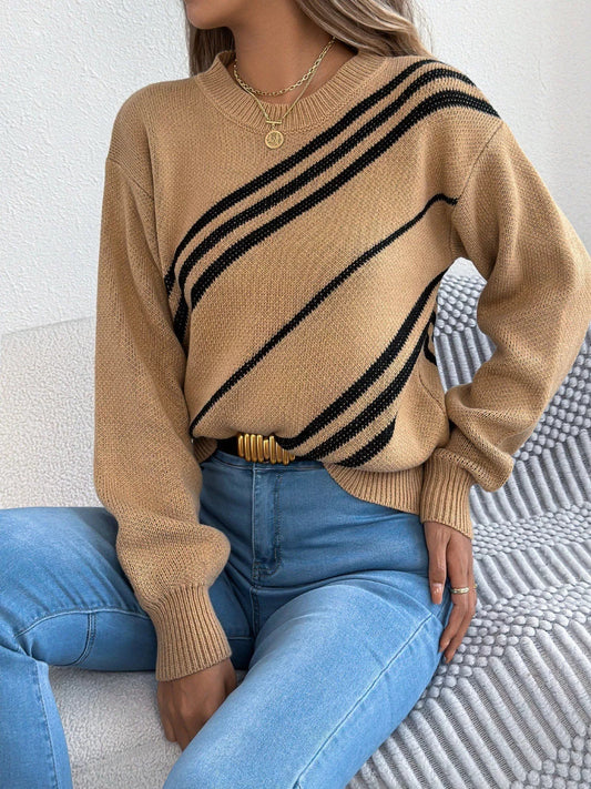 Carrier Striped Pattern Round Neck Sweater - Bumpkin Ranchwear