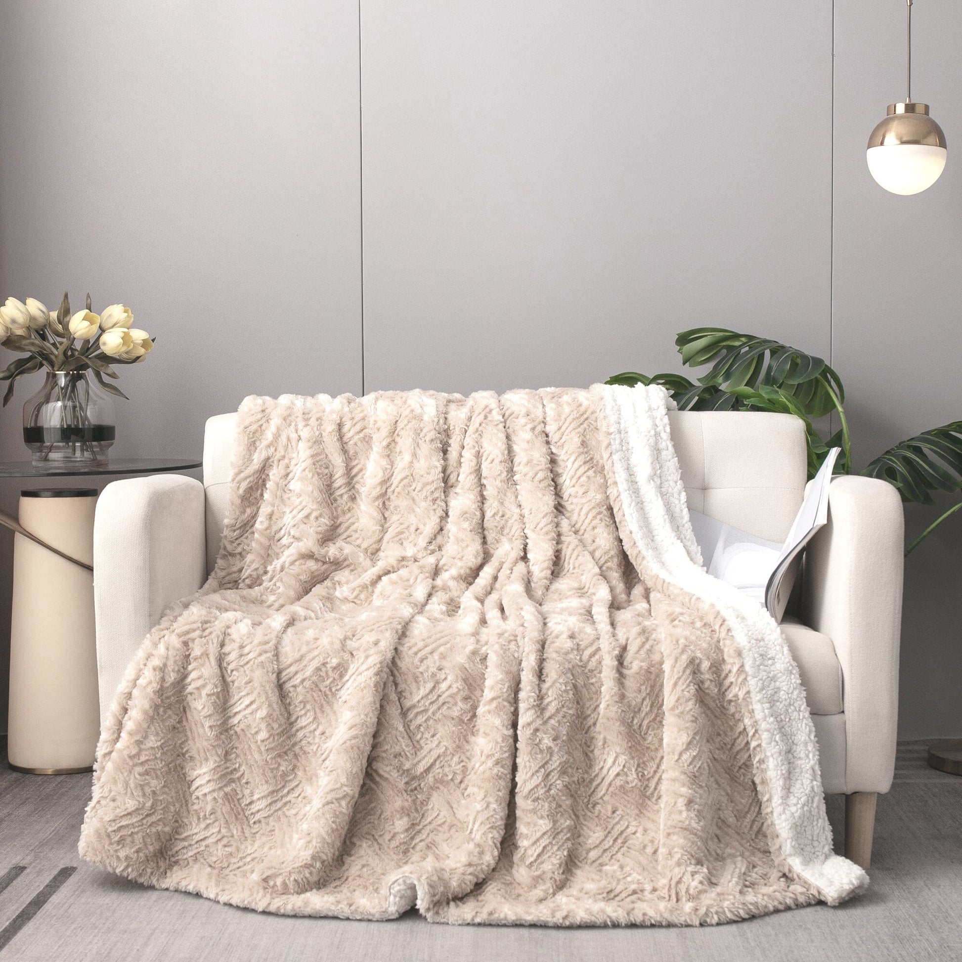 Champagne Faux Fur Throw Blanket - Bumpkin Ranchwear