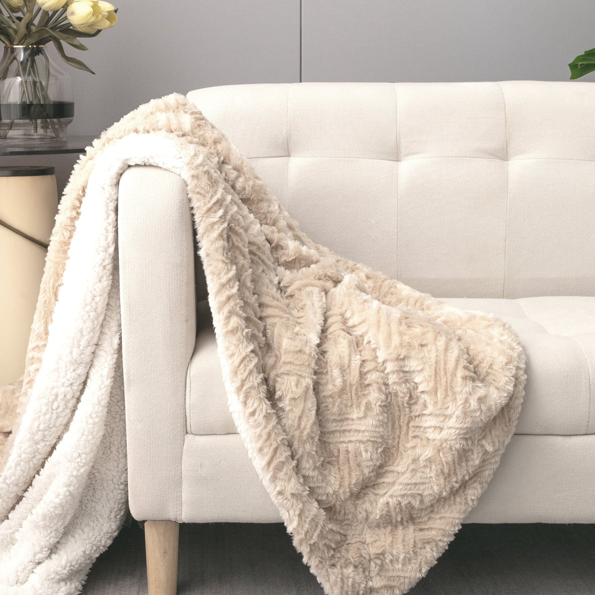 Champagne Faux Fur Throw Blanket - Bumpkin Ranchwear