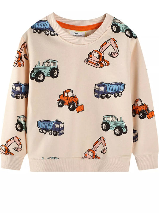 Children's Cartoon Vehicle Print Sweatshirt - Bumpkin Ranchwear