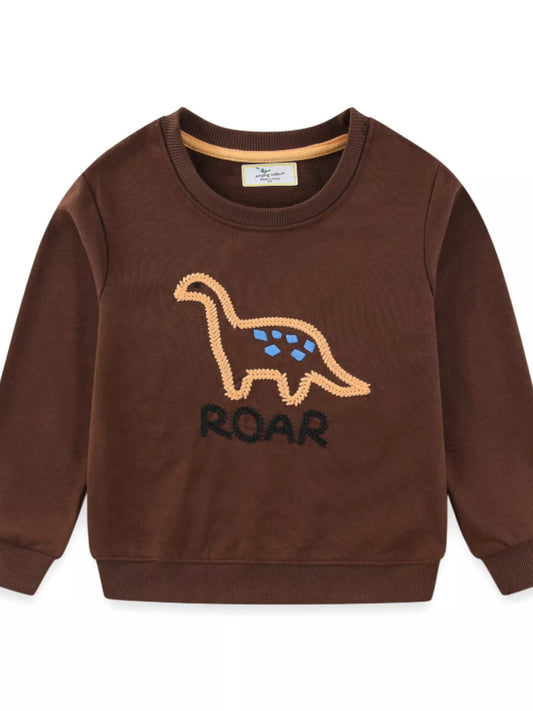 Children's Dinosaur Embroidered Crew Neck Sweatshirt - Bumpkin Ranchwear